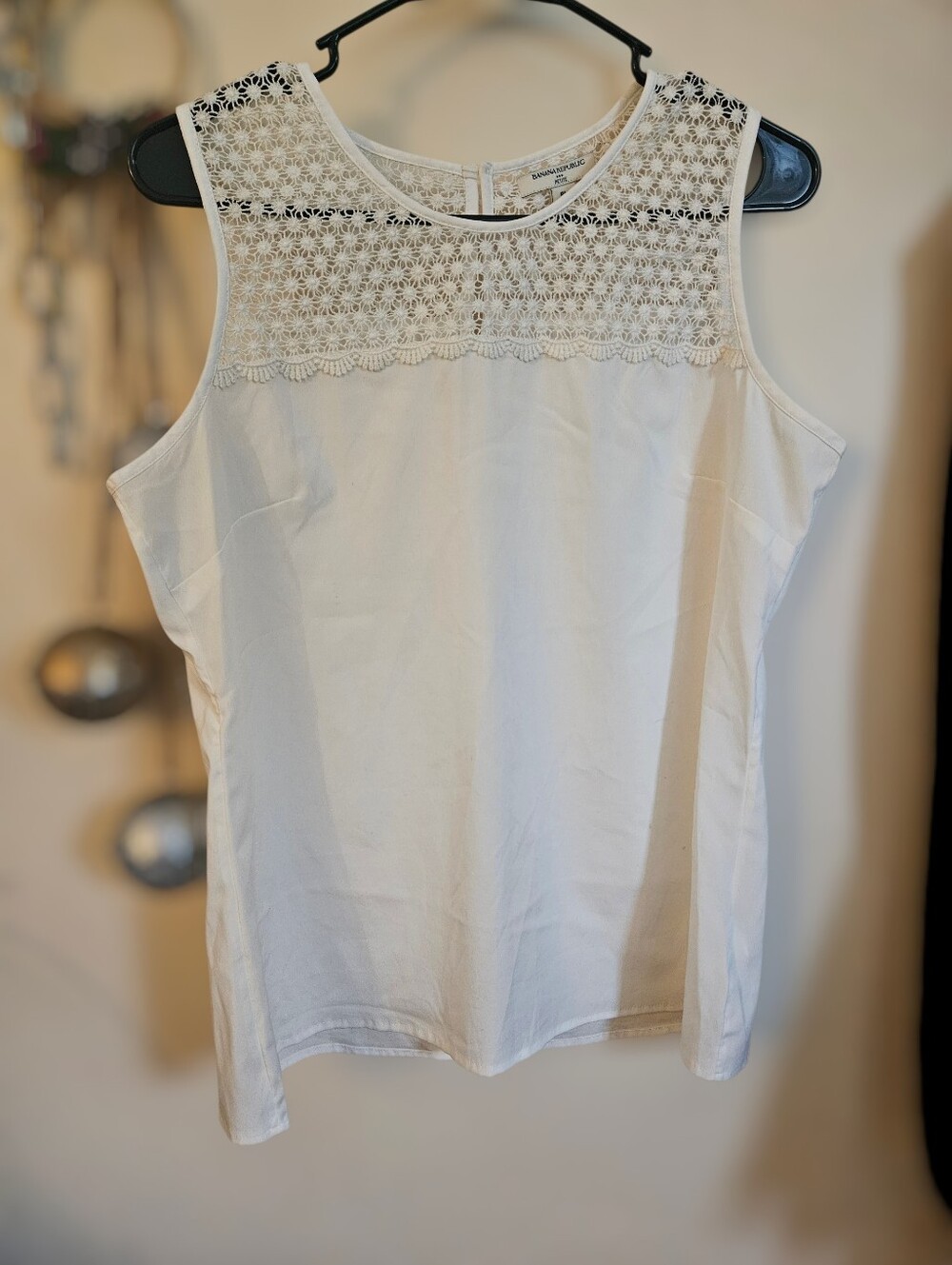 Banana Republic White Crochet White Sleeveless Camisole